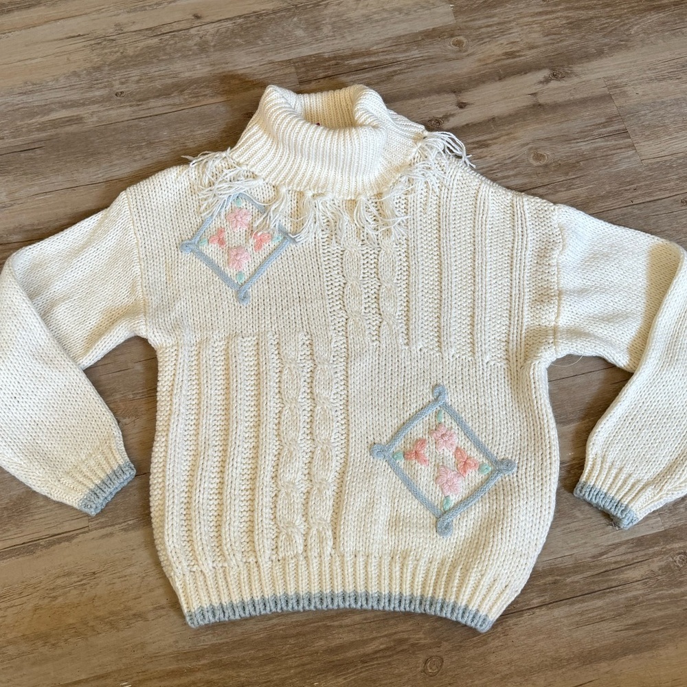 Vintage Sweater 90s Hand Loomed Sweater Large Cowl Neck Colter Bay